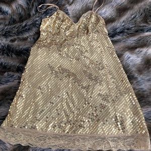 Gold Sequin Lace Express Dress - Sz 6 Medium NWT